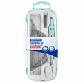 Готовальня BRAUBERG SCHOOL KIT, 9 предметов, циркуль 125 мм, чертежные принадлежности, мятный цвет, 210716 210716