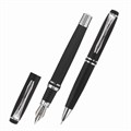 Набор ручек подарочных BRAUBERG Duetto, СИНИЕ, 2 шт.: шариковая, перьевая, черный с хромированными деталями, 143478 143478