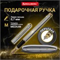 Ручка подарочная перьевая BRAUBERG "Maestro", СИНЯЯ, корпус серебристый с золотистыми деталями, 143469 143469