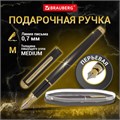 Ручка подарочная перьевая BRAUBERG "Maestro", СИНЯЯ, корпус черный с золотистыми деталями, 143471 143471