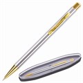 Ручка подарочная шариковая BRAUBERG Piano, СИНЯЯ, корпус серебристый с золотистым, линия письма 0,5 мм, 143472 143472