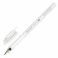 Ручка гелевая BRAUBERG "White Pastel", БЕЛАЯ, корпус прозрачный, узел 1 мм, линия письма 0,5 мм, 143417 143417