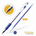 Ручка гелевая с грипом CROWN "Hi-Jell Needle Grip", СИНЯЯ, узел 0,7 мм, линия письма 0,5 мм, HJR-500RNB 143063