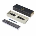 Ручка перьевая PARKER "IM Achromatic Black BT", черный матовый, нержавеющая сталь, синяя, 2127741 143767