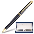 Ручка подарочная шариковая WATERMAN "Hemisphere Matt Black GT", черный матовый лак, позолоченные детали, синяя, S0920770 141698