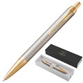 Ручка шариковая PARKER "IM Premium Warm Silver GT", корпус матовое серебро, позолота, синяя, 1931687 142509