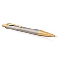 Ручка шариковая PARKER "IM Premium Warm Silver GT", корпус матовое серебро, позолота, синяя, 1931687 142509