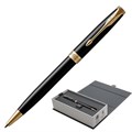 Ручка шариковая PARKER "Sonnet Core Lacquer Black GT", корпус черный глянцевый лак, позолоченные детали, черная, 1931497 142339