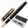 Ручка-роллер PARKER "IM Core Black Lacquer GT", черный глянцевый лак, позолота, черная, 1931659 142532