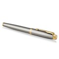 Ручка-роллер PARKER "IM Core Brushed Metal GT", серебристый матовый лак, позолота, черная, 1931663 142541