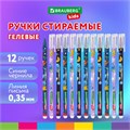 Ручки стираемые гелевые BRAUBERG KIDS "AMONG CATS", СИНИЕ, КОМПЛЕКТ 12 ШТУК, игольчатый наконечник 0,5 мм, линия 0,35 мм, 144099 144099