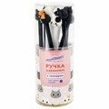 Ручка с топпером шариковая ЮНЛАНДИЯ "Кошка", корпус ассорти, СИНЯЯ, пишущий узел 0,7 мм, 143804 143804