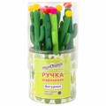 Ручка фигурная шариковая ЮНЛАНДИЯ "Кактус", мягкий силиконовый корпус, ассорти, СИНЯЯ, пишущий узел 0,7 мм, 143774 143774