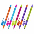 Ручка шариковая масляная с грипом BRAUBERG GLASSY MIX, СИНЯЯ, корпус ассорти, линия письма 0,35 мм, 144106 144106