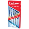Ручка шариковая масляная с грипом ERICH KRAUSE "Ultra-30", СИНЯЯ, корпус прозрачный, узел 0,7 мм, линия письма 0,26 мм, 19613 141251