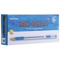 Ручка шариковая масляная с грипом MUNHWA "MC Gold", СИНЯЯ, корпус прозрачный, узел 0,5 мм, линия письма 0,3 мм, BMC-02 142780