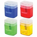 Точилка BRAUBERG "OfficeBox", с контейнером и крышкой, прямоугольная, в упаковке с подвесом, ассорти, 222494 222494