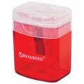 Точилка BRAUBERG "OfficeBox", с контейнером и крышкой, прямоугольная, в упаковке с подвесом, ассорти, 222494 222494