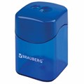 Точилка BRAUBERG "Win", 2 отверстия для чернографитных карандашей (в том числе утолщенных), с большим контейнером, с крышкой, ассорти,222495 222495