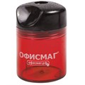 Точилка ОФИСМАГ с контейнером, пластиковая, цилиндрическая, красная, 226940 226940