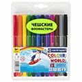 Фломастеры 12 ЦВЕТОВ CENTROPEN "Colour World", круглые, смываемые, 7550/12TP, 7 7550 1284 151167