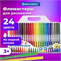 Фломастеры BRAUBERG "PREMIUM", 24 цвета, КОРПУС С ПЕЧАТЬЮ, вентилируемый колпачок, ПВХ-упаковка с европодвесом, 151944 151944