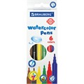 Фломастеры BRAUBERG "PREMIUM", 6 цветов, УЛЬТРАСМЫВАЕМЫЕ, классические, вентилируемый колпачок, картонная коробка с европодвесом, 151937 151937