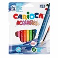 Фломастеры акварельные CARIOCA (Италия) "Aquarell", 12 цветов, наконечник-кисть, смываемые, картонный конверт, 42747 151223