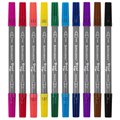 Фломастеры двусторонние BRAUBERG "PREMIUM" "DUAL-TIP", 10 шт., 10 цветов, два наконечника, картонная коробка с европодвесом, 151946 151946