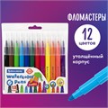 Фломастеры утолщенные 12 цветов, вентилируемый колпачок, BRAUBERG "PREMIUM", ПВХ-упаковка, 152196 152196