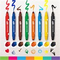 Фломастеры-штампы двусторонние "FUNNY STAMPS", 8 цветов, BRAUBERG KIDS, картонная коробка с европодвесом, 152179 152179