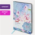 Блокнот А5 (143x210 мм), BRAUBERG VISTA "Pink flowers", под кожу, гибкий, срез фольга, 80 л., 112075 112075