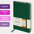 Блокнот А5 (148x218 мм), BRAUBERG "Metropolis", балакрон, 80 л., резинка, клетка, зеленый, 111583 111583