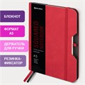 Блокнот А5 (162х218 мм), BRAUBERG "NOTE", под кожу софт-тач, с резинкой, 80 л., клетка, красный, 113439 113439