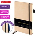 Блокнот А5 138x213мм BRAUBERG Velvet, резинка, держатель, 80л, клетка, розовый, 116242 116242
