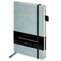 Блокнот А5 138x213мм BRAUBERG Velvet, резинка, держатель, 80л, клетка, серо-голубой, 116241 116241