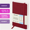 Блокнот МАЛЫЙ ФОРМАТ (100x150 мм) А6, BRAUBERG "Metropolis Ultra", под кожу, 80 л., клетка, красный, 111026 111026
