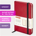 Блокнот МАЛЫЙ ФОРМАТ (100x150 мм) А6, BRAUBERG "Office", под кожу, 80 л., клетка, красный, 113326 113326
