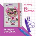 Блокнот с резинкой в клетку 96 л., МАЛЫЙ ФОРМАТ А6 (109х148 мм), твердая обложка, ЮНЛАНДИЯ, "Совушка", 113743 113743