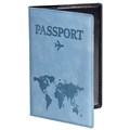 Обложка для паспорта "Passport Map", мягкая экокожа, голубая, STAFF, 238877 238877