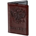 Обложка для паспорта STAFF, полиуретан под кожу, "ГЕРБ", коричневая, 237604 237604