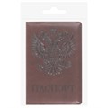 Обложка для паспорта STAFF, полиуретан под кожу, "ГЕРБ", коричневая, 237604 237604