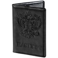 Обложка для паспорта STAFF, полиуретан под кожу, "ГЕРБ", черная, 237602 237602