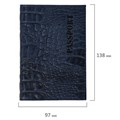 Обложка для паспорта натуральная кожа кайман, "PASSPORT", темно-синяя, BRAUBERG, 237196 237196