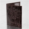 Обложка для паспорта натуральная кожа пулап, 3D герб + тиснение "ПАСПОРТ", темно-коричневая, BRAUBERG, 238194 238194
