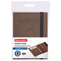 Обложка для паспорта с карманами и резинкой, мягкая экокожа, "PASSPORT", коричневая, BRAUBERG, 238204 238204