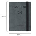 Обложка для паспорта с карманами и резинкой, мягкая экокожа, "PASSPORT", серая, BRAUBERG, 238203 238203
