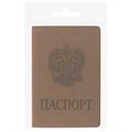 Обложка для паспорта, мягкий полиуретан, "Герб", светло-коричневая, STAFF, 237609 237609