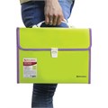 Папка-портфель пластиковая BRAUBERG "JOY", А4 (330х245х35 мм), 13 отделений, с окантовкой, салатовая, 227974 227974