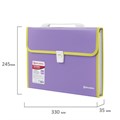Папка-портфель пластиковая BRAUBERG "JOY", А4 (330х245х35 мм), 13 отделений, с окантовкой, фиолетовая, 227977 227977